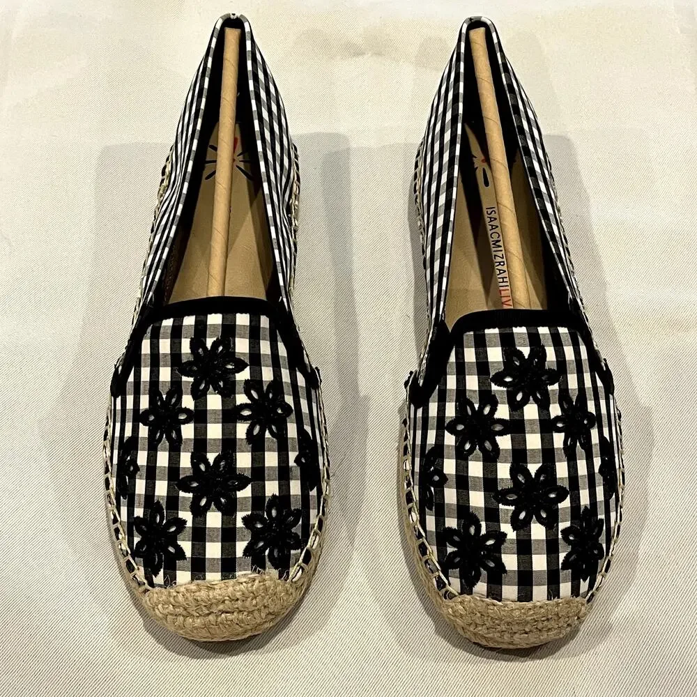 Isaac Mizrahi Live! Gingham Espadrilles with Eyelet Embroidery Black Marilyn 7